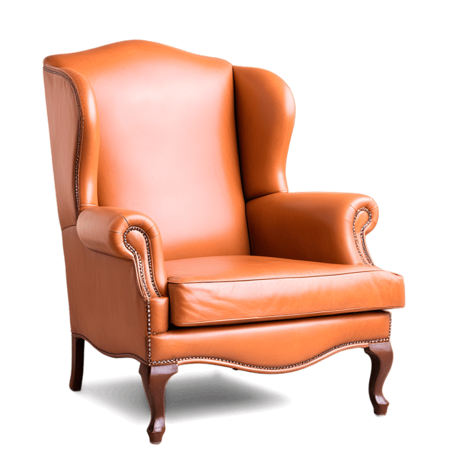 Free transparent PNG: Old Leather Chair by Fireplace PNG - Transparent Background
