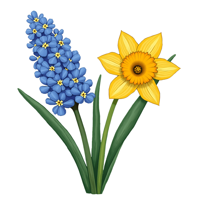 Free transparent PNG: Daffodil and Hyacinth Flowers PNG Clipart  Perfect for Spring Projects  Decor