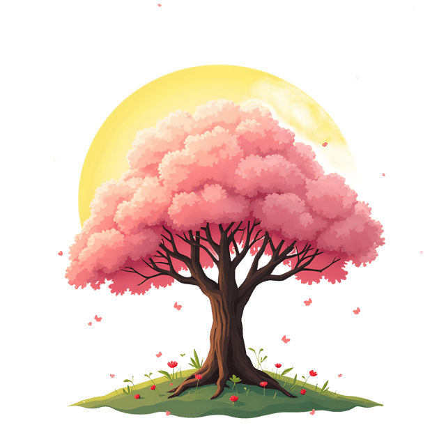 Free transparent PNG: Blooming Tree with Golden Halo Border  Spring Clipart, free download png