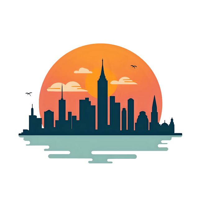 Free transparent PNG: Modern Travel Card Design with Minimalist City Skyline