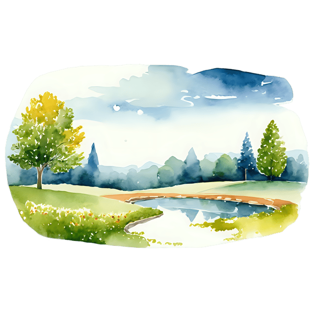 Free transparent PNG: Tranquil Watercolor Park Scene PNG - Transparent Background Illustration