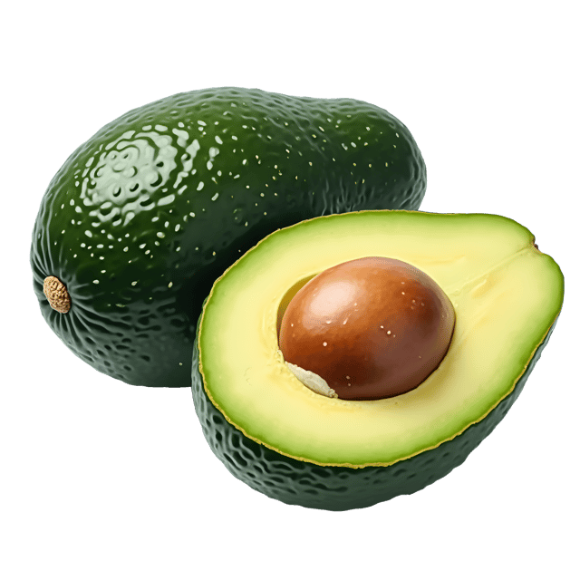 Free transparent PNG: Tender Avocado with Dark Green Pebbly Skin and Creamy Interior - Beautiful Illustration Clipart