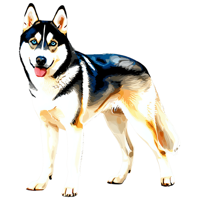 Free transparent PNG: Siberian Husky Watercolor PNG – Transparent Gentle Dog Illustration