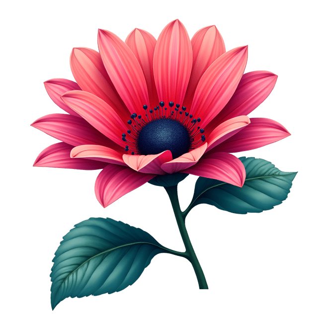 Free transparent PNG: Colorful Cherry Red, Fuchsia, and Bright Teal Cherry Blossom Burst PNG for Decorative Design