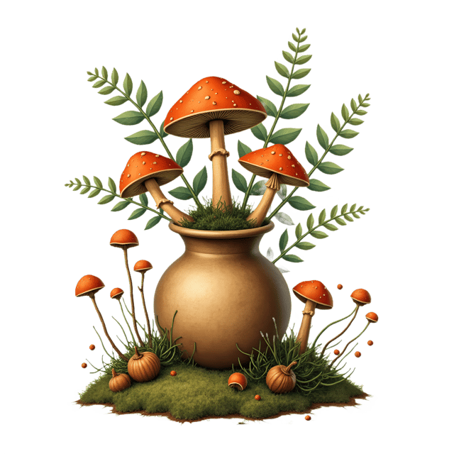 Free transparent PNG: Woodland Mushroom Vase  Nature Clipart, free transparent png download