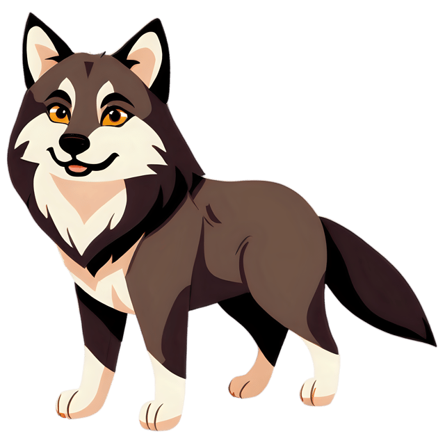 Free transparent PNG: Cute Cartoon Wolf Illustration with Transparent Background PNG