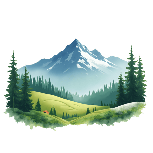 Free transparent PNG: Serene Mountain Landscape Watercolor PNG for Nature Art and Decor