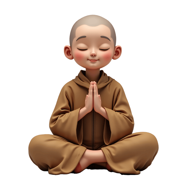 Free transparent PNG: Peaceful Humanoid Monk Illustration with Meditative Posture on White Background