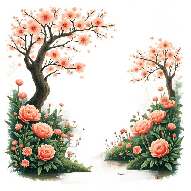 Free transparent PNG: Chinoiserie Garden Scene Floral PNG Clipart  Perfect for Decor and Design