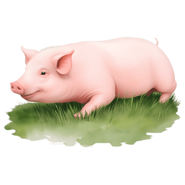 Free transparent PNG: Happy Pig Rolling in Green Grass PNG Transparent Background