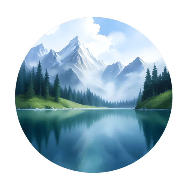 Free transparent PNG: Misty Mountains Reflection in Tranquil Lake PNG for Nature Scenes
