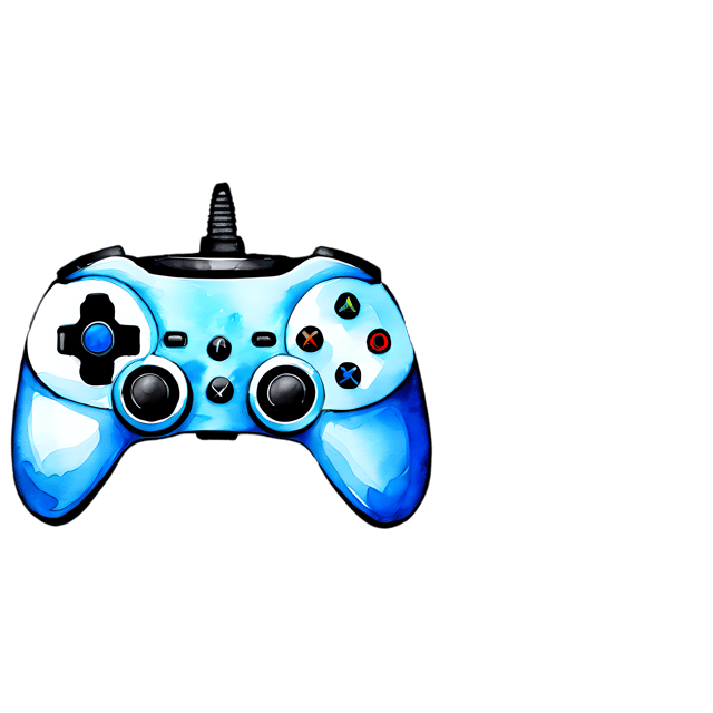 Free transparent PNG: Gaming Controller Watercolor Illustration – Transparent PNG for Gamers & Design Enthusiasts