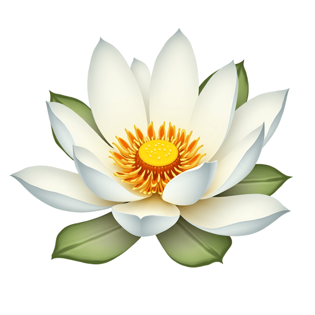 Free transparent PNG: Blossoming Lotus with White Petals and Yellow Center - Beautiful Illustration Clipart