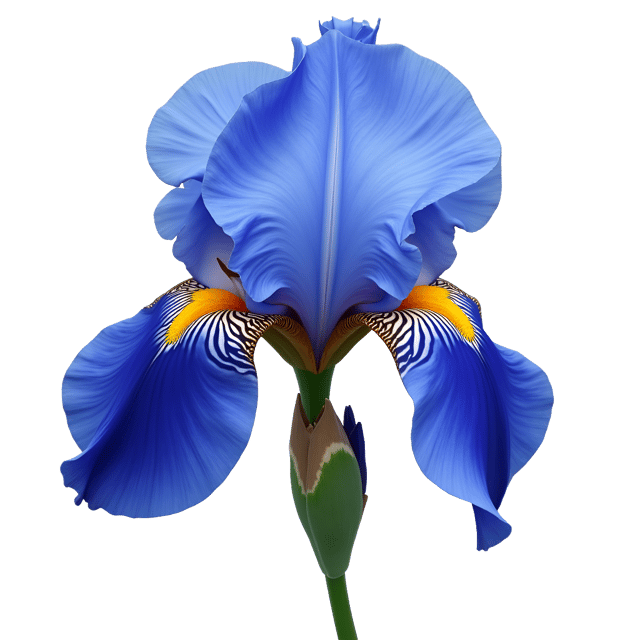 Free transparent PNG: Sapphire Blue Iris with Gold Accents Clipart Design for Floral Illustration and Decor