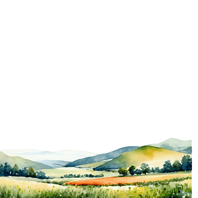 Free transparent PNG: Watercolor Valley Landscape Transparent PNG – Gentle Illustration for Crafts & Design