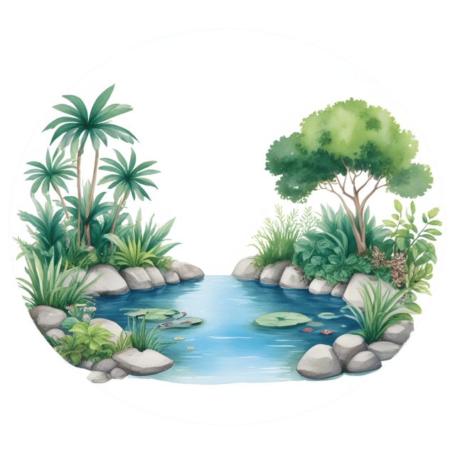 Free transparent PNG: Lush Greenery Pond PNG Transparent Background for Nature and Landscape Design
