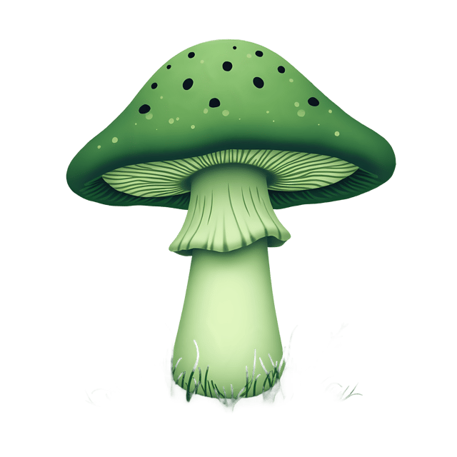 Free transparent PNG: Whimsical Green Toadstool PNG with Tiny Black Spots