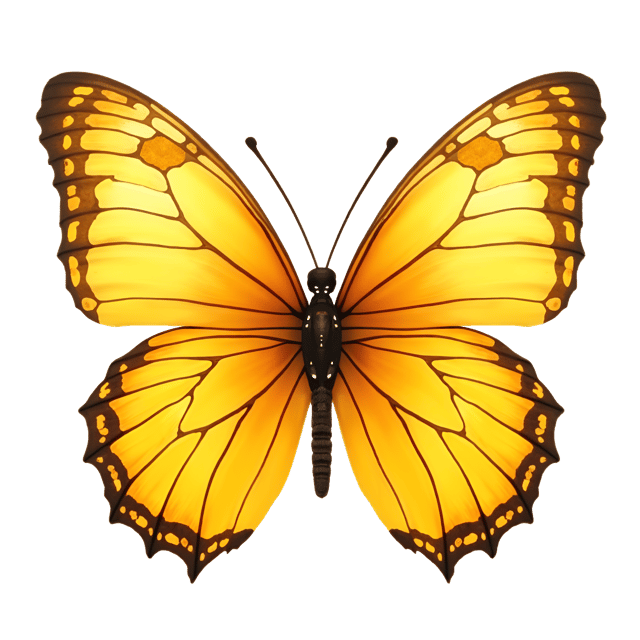 Free transparent PNG: Enchanting Yellow Butterfly Illustration with Gold Accents and Fuzzy Body