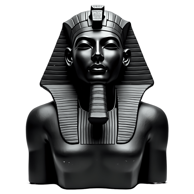 Free transparent PNG: Elegant Black Basalt Statue of an Ancient Egyptian Pharaoh with Hieroglyphic Bands