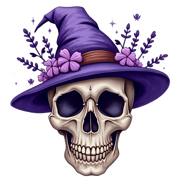 Free transparent PNG: Charming Purple Floral Skull with Blooming Lavender PNG Design