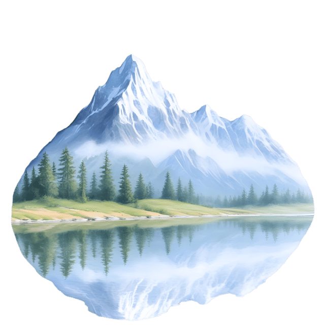 Free transparent PNG: Misty Mountains Reflected in a Still River - Transparent Background PNG