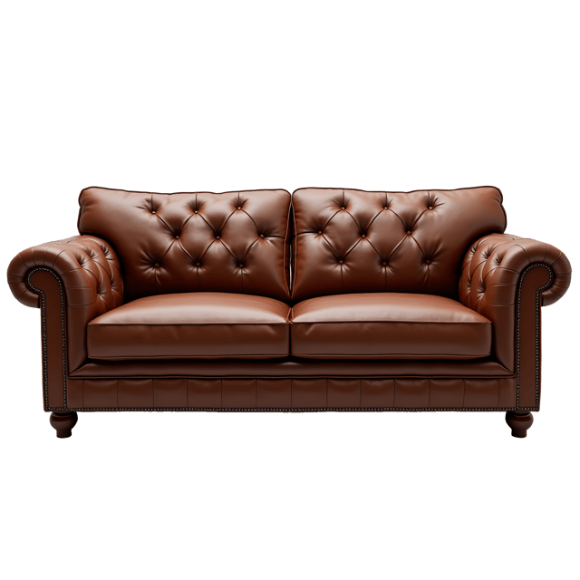 Free transparent PNG: Luxurious Leather Sectional with Tufted Details in Rich Brown