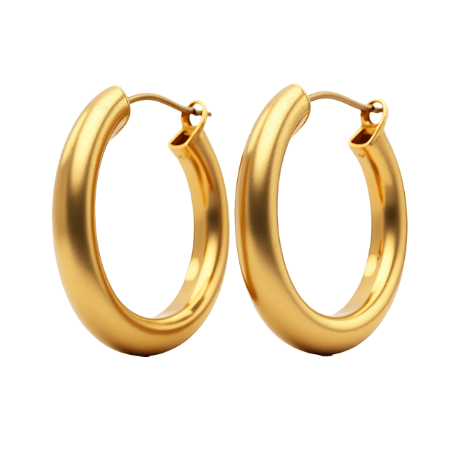 Free transparent PNG: Elegant Gold Hoop Earrings Illustration with Realistic Details