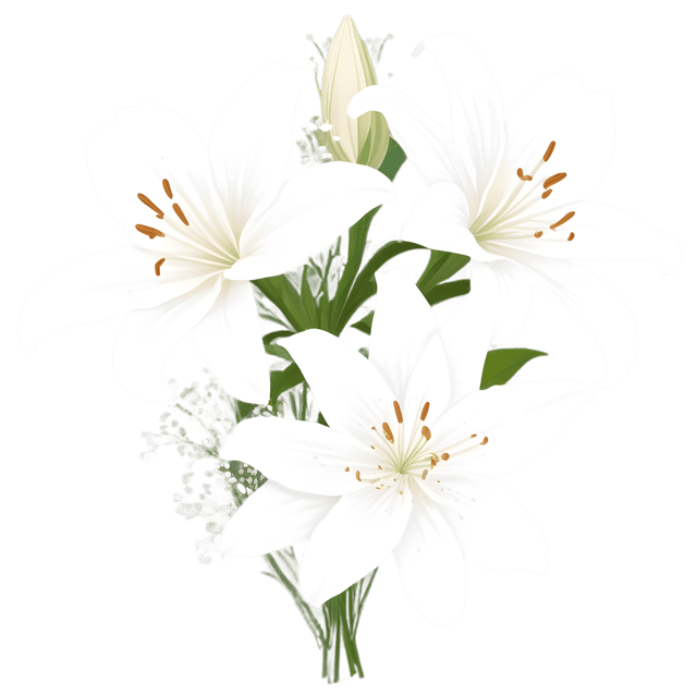 Free transparent PNG: White Lilies with Babys Breath PNG Illustration for Floral Design and Decor
