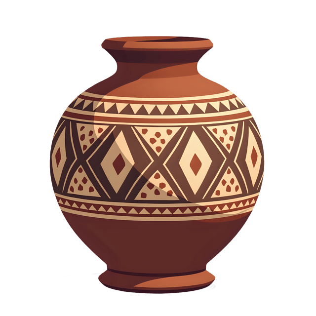 Free transparent PNG: Antique Ceramic Jar with Geometric Patterns PNG