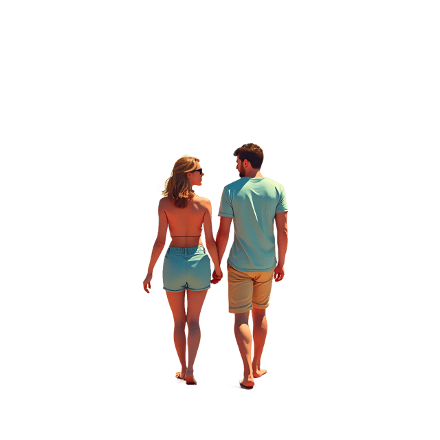 Free transparent PNG: Couple Walking on the Beach Sunset Scene