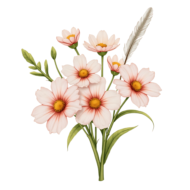 Free transparent PNG: Natural Flower Bunch with Tiny Feather  Nature Clipart, free transparent png download