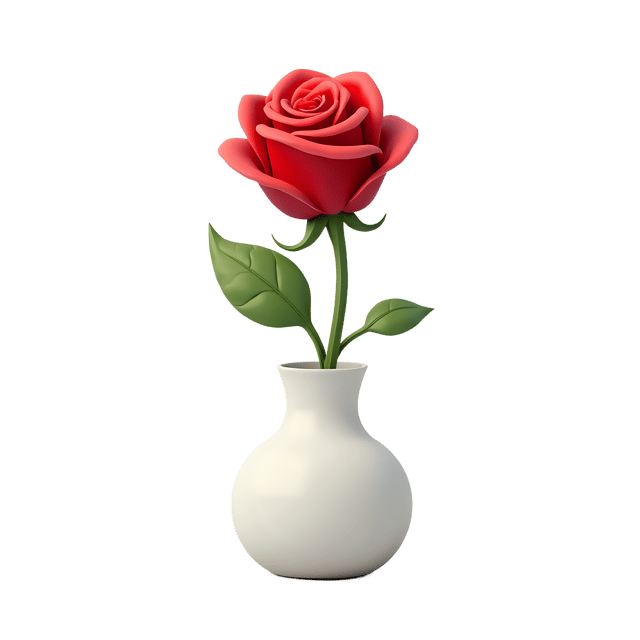 Free transparent PNG: Single Red Rose in White Vase PNG with Transparent Background for Floral Design