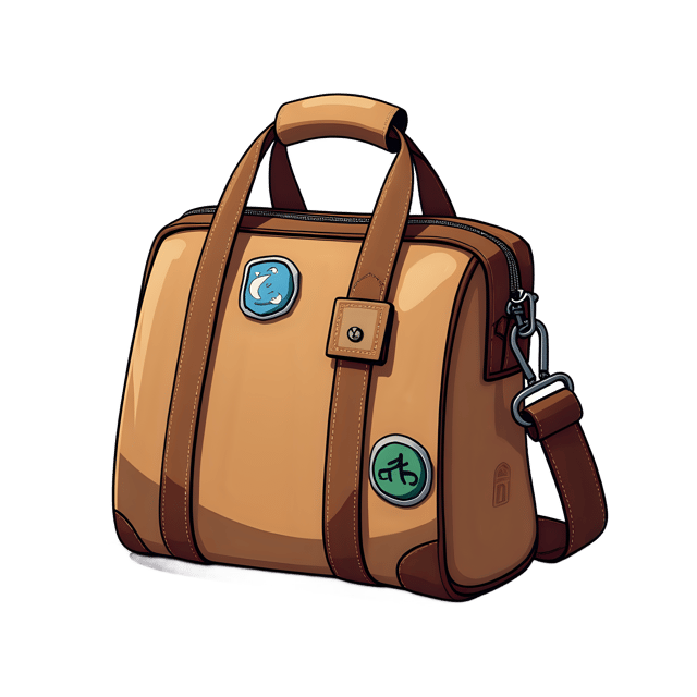 Free transparent PNG: Travel Bag with Patches  Travel Essentials Clipart, free downloadable png