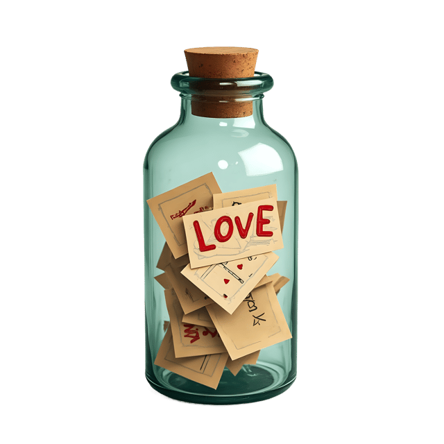 Free transparent PNG: Love Notes in a Glass Bottle Vector Illustration for Romantic and Sentimental Projects