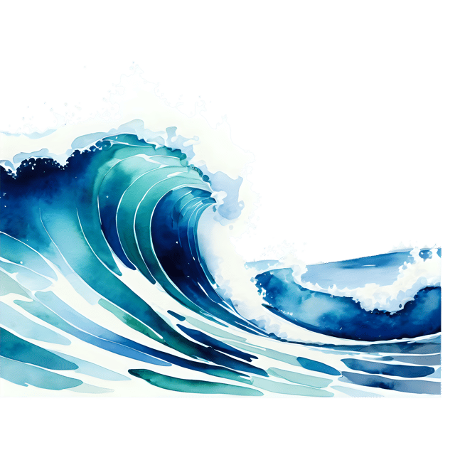 Free transparent PNG: Gentle Watercolor Ocean Wave Transparent PNG Illustration - Ideal for Nursery Decor, Crafts & Design Projects