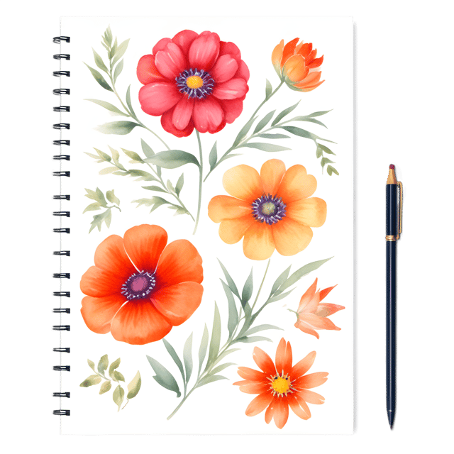 Free transparent PNG: Flowery Notebook Page with Transparent Background PNG Design