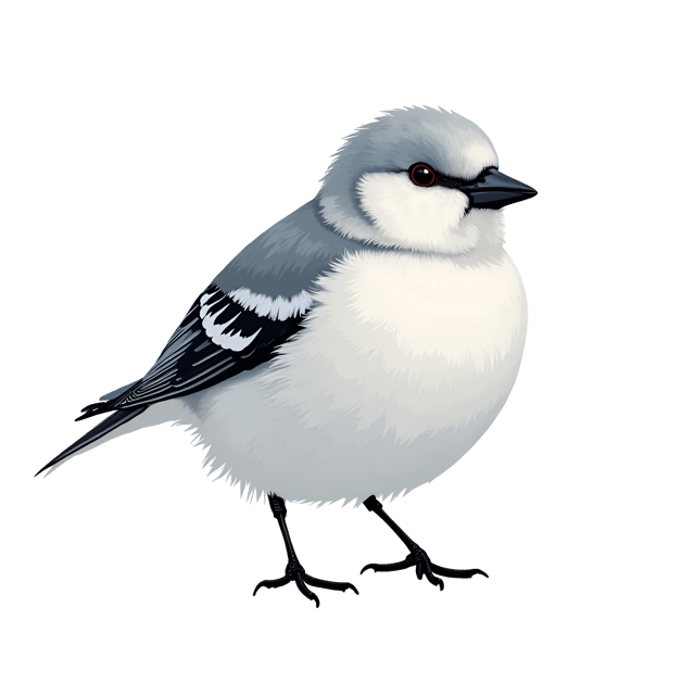Free transparent PNG: Plump Snow Bunting Bird Illustration with White Plumage and Black Markings