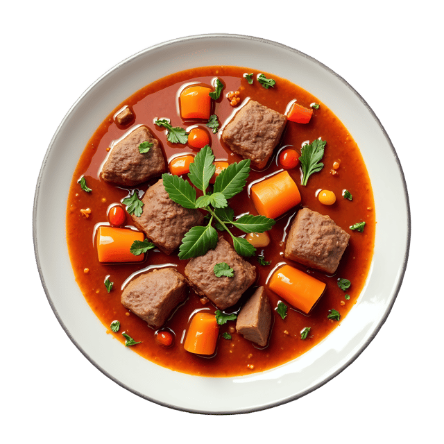 Free transparent PNG: Beef Stew Soup with Herb Garnish  Free Downloadable PNG for Recipe