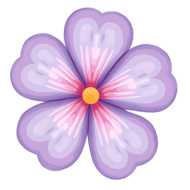 Free transparent PNG: Charming Cartoon Bloom with Soft Lavender Petals and Pink Accents - Beautiful Illustration Clipart