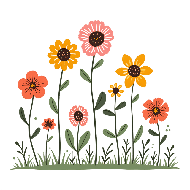 Free transparent PNG: Quirky Whimsical Flower Doodles PNG Transparent Background Design