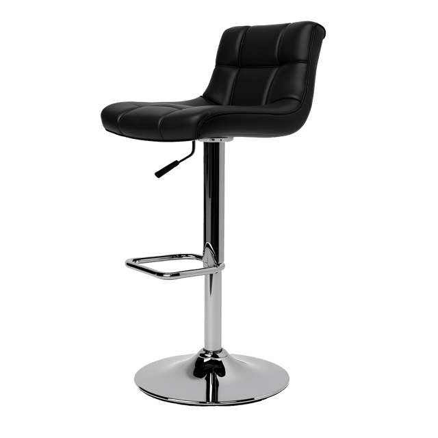 Free transparent PNG: Elegant Bar Stool with Chrome Legs and Black Leather Seat - PNG Format