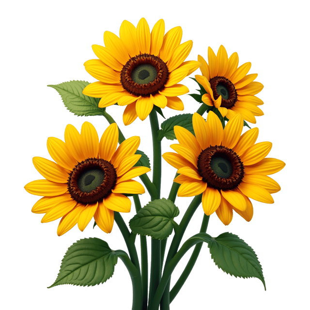 Free transparent PNG: Exaggerated Sunflowers with Bright Yellow Petals PNG Illustration