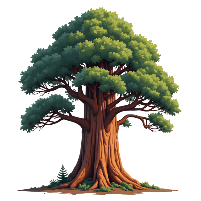 Free transparent PNG: Giant Sequoia Tree Illustration with Thick Trunk and Rich Brown Color