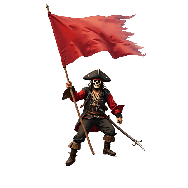 Free transparent PNG: Pirate Raising a Flag Vector Illustration for Nautical and Maritime Themes
