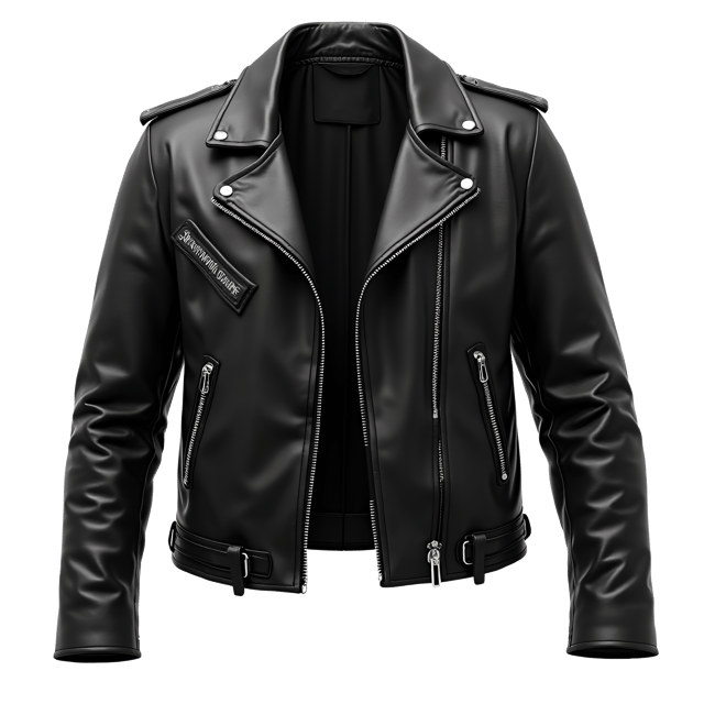 Free transparent PNG: Black Leather Jacket with Silver Zippers Realistic Illustration