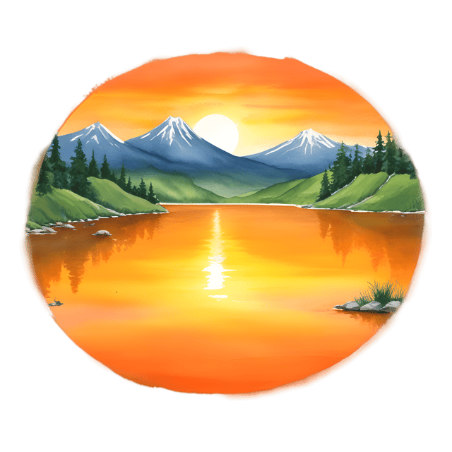 Free transparent PNG: Serenity Lake Sunset PNG for Nature and Decorative Imagery