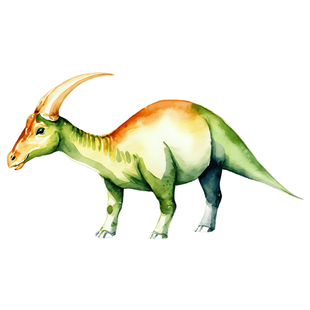 Free transparent PNG: Parasaurolophus Watercolor Illustration – Transparent PNG Dinosaur Art