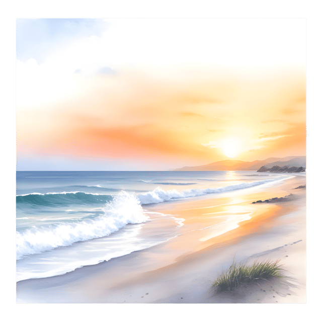Free transparent PNG: Sunrise Beach Scene PNG with Transparent Background for serene Digital Art and Decor