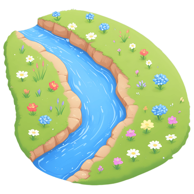 Free transparent PNG: Stream with Early Spring Flowers Transparent PNG Background