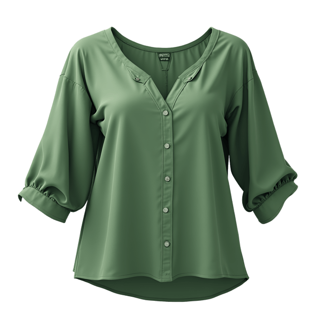 Free transparent PNG: Loose Green Linen Blouse Illustration with Relaxed Fit